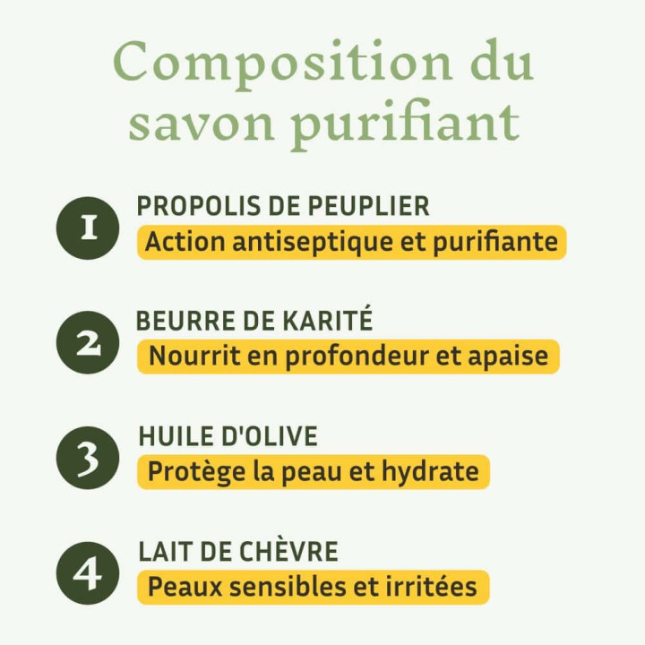 Savon purifiant ultra-doux à la Propolis bio - Apaise et hydrate toutes les peaux - Pour toute la famille | Pollenergie.fr