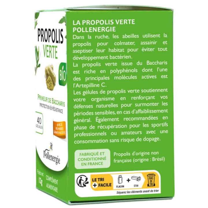 Propolis verte bio du Brésil, puissant antibactérien - Renforce les défenses naturelles, récupération sportive | Pollenergie.fr
