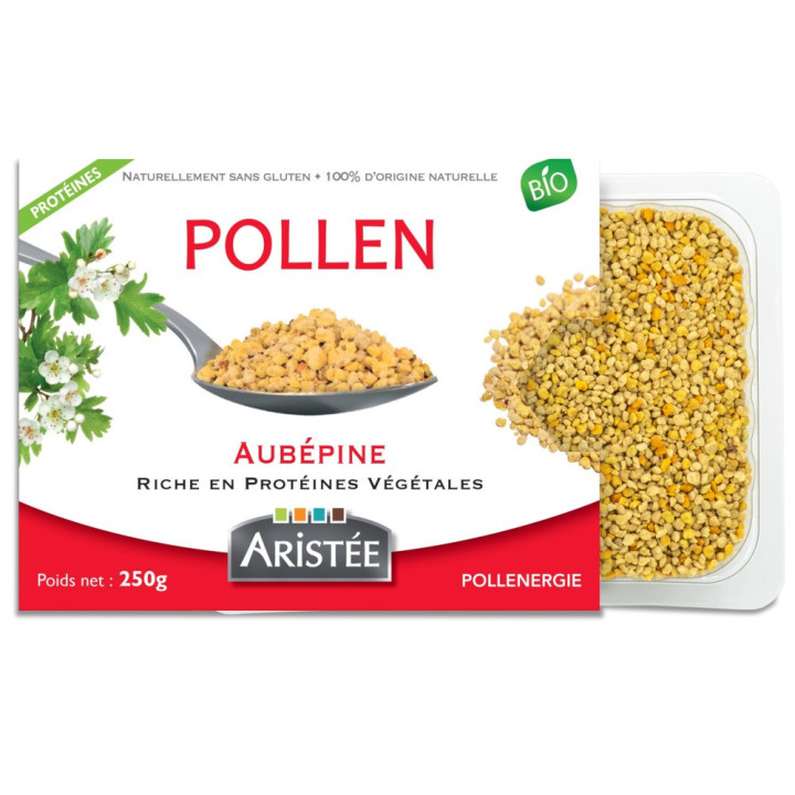 Pollen frais bio d'Aubépine, Riche en protéines végétales et fer - Produit naturel récolté des abeilles | Pollenergie.fr
