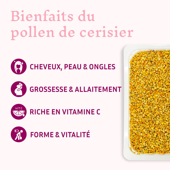 Pollen frais de Cerisier : se ressourcer de l'intérieur - Santé de la peau et des cheveux, femmes enceintes | Pollenergie.fr