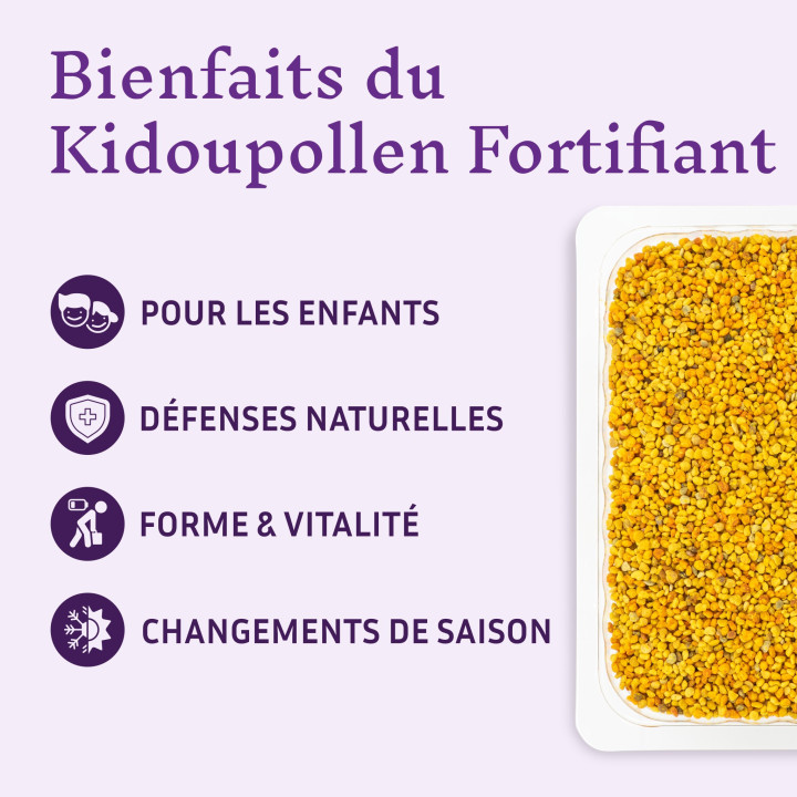 Kidoupollen fortifiant, le pollen des enfants pour renforcer leur immunité - Défenses naturelles et nutrition  | Pollenergie.fr