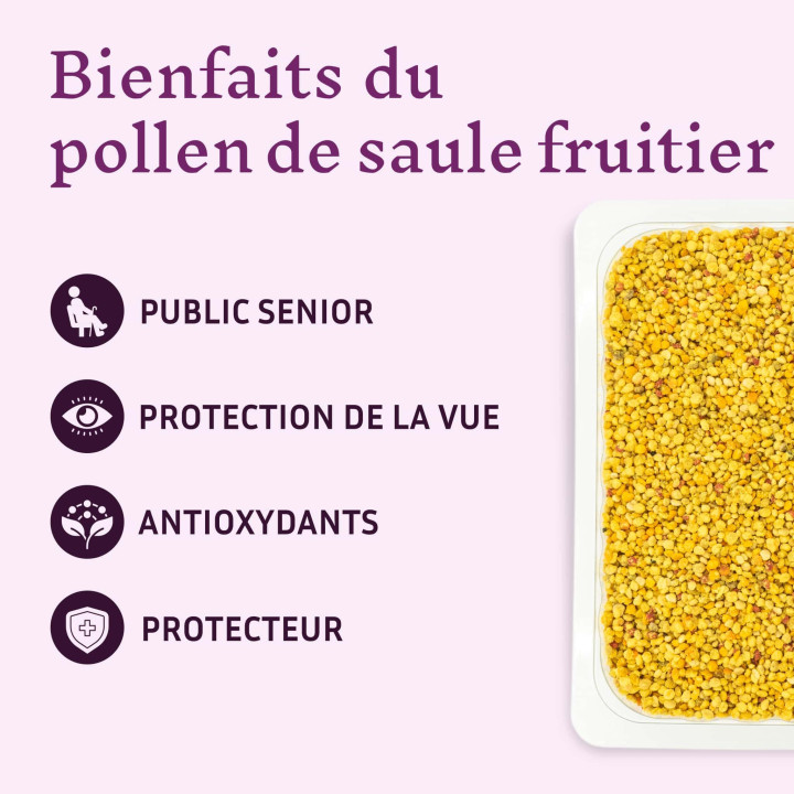 Pollen bio de Saule Fruitier : prévenir le vieillissement de l'œil - Lutéine et zéaxanthine - Protéger sa vue  | Pollenergie.fr