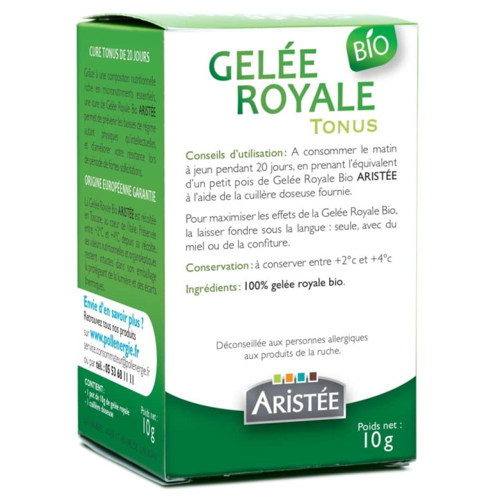 Gelée Royale 100% fraîche Bio - Cure tonus de 20 jours pour retrouver vitalité physique et intellectuelle Pollenergie.fr
