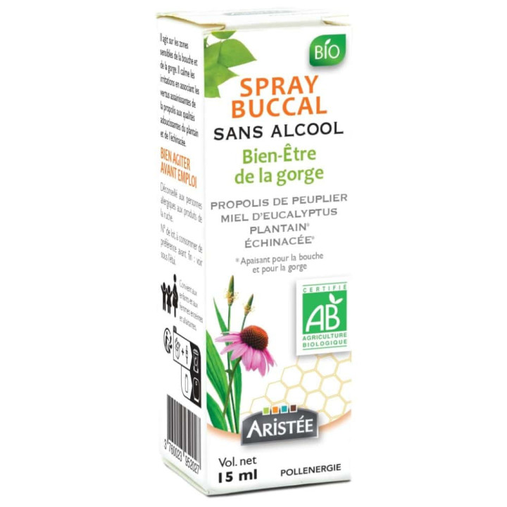 Spray buccal sans alcool Propolis & Plantes BIO - Protéger la sphère ORL et apaiser les maux de gorge | Pollenergie.fr