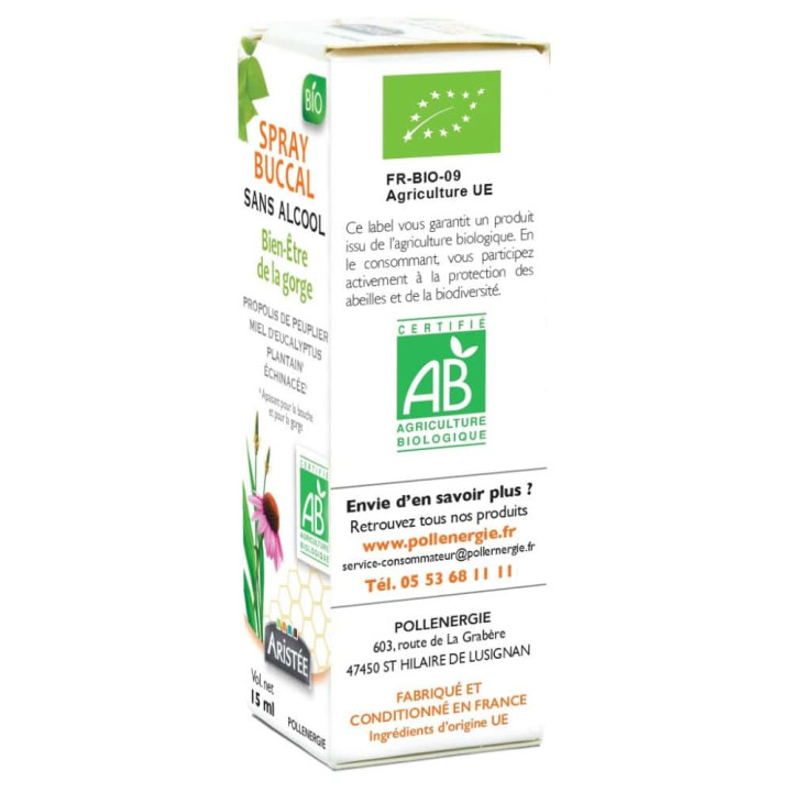 Spray buccal sans alcool Propolis & Plantes BIO - Protéger la sphère ORL et apaiser les maux de gorge | Pollenergie.fr