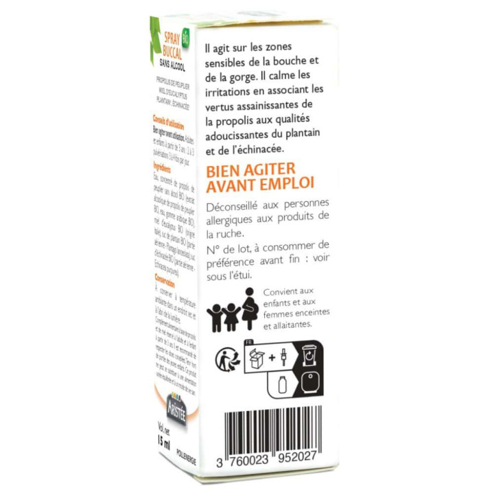 Spray buccal sans alcool Propolis & Plantes BIO - Protéger la sphère ORL et apaiser les maux de gorge | Pollenergie.fr