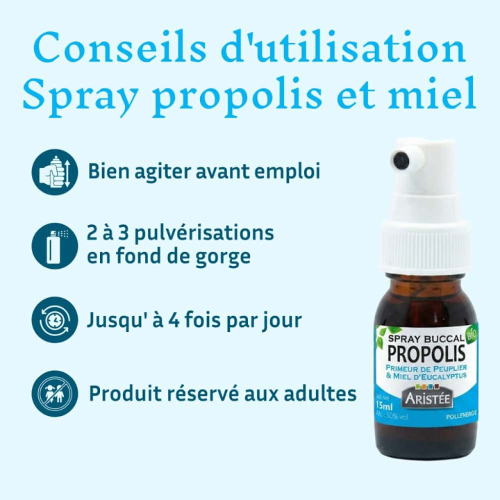 Spray à la Propolis bio de peuplier et Miel d'eucalyptus - Protéger la sphère ORL et soulager les maux de gorge | Pollenergie.fr
