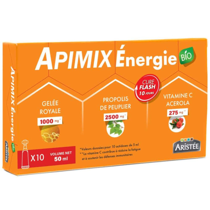 Cure flash de 10 jours pour retrouver la forme - Apimix Énergie bio à la Propolis, Gelée royale et Vitamine C | Pollenergie.fr