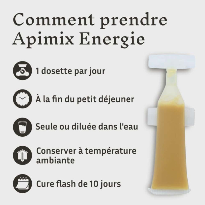 Cure flash de 10 jours pour retrouver la forme - Apimix Énergie bio à la Propolis, Gelée royale et Vitamine C | Pollenergie.fr