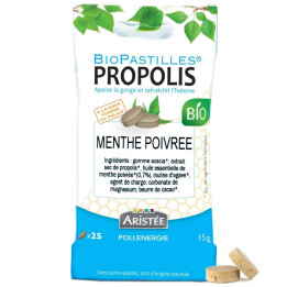 Pastilles à la Propolis bio & menthe poivrée sans sucre - Soulager les maux de gorge et protéger la sphère ORL | Pollenergie.fr