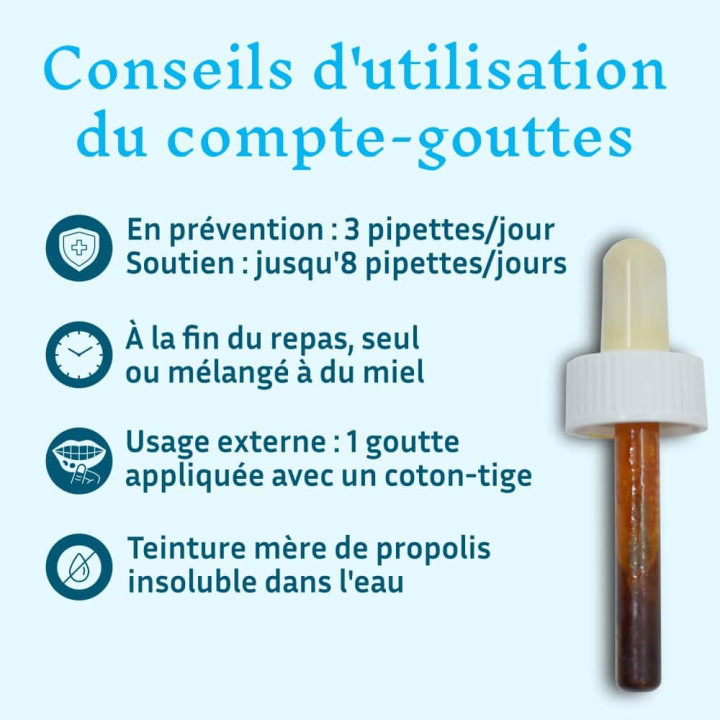 Propolis brune bio de Peuplier en compte-gouttes - Protection sphère ORL, combattre localement une infection | Pollenergie.fr