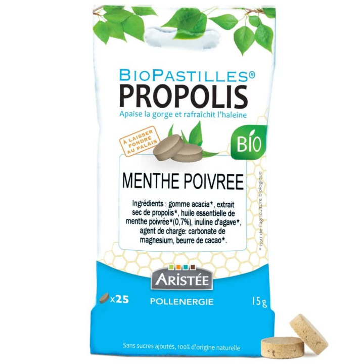 Pastilles à la propolis, apaise la gorge et rafraichit l'haleine - Toux et irritations - Sans sucre ni cuisson | Pollenergie.fr