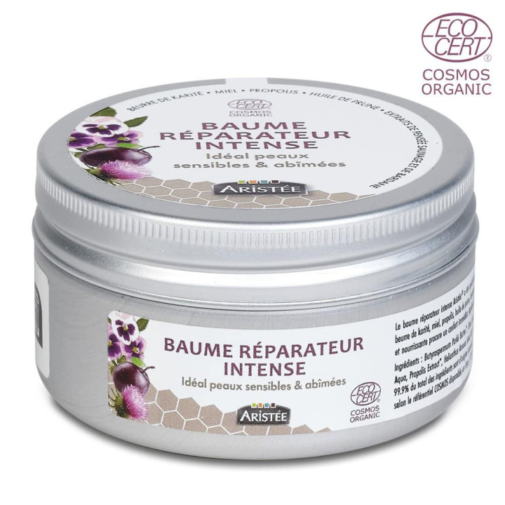 Baume réparateur intense BIO : réparer et soulager les peaux abimées - Miel, Propolis, Huile de prune & Plantes | Pollenergie.fr