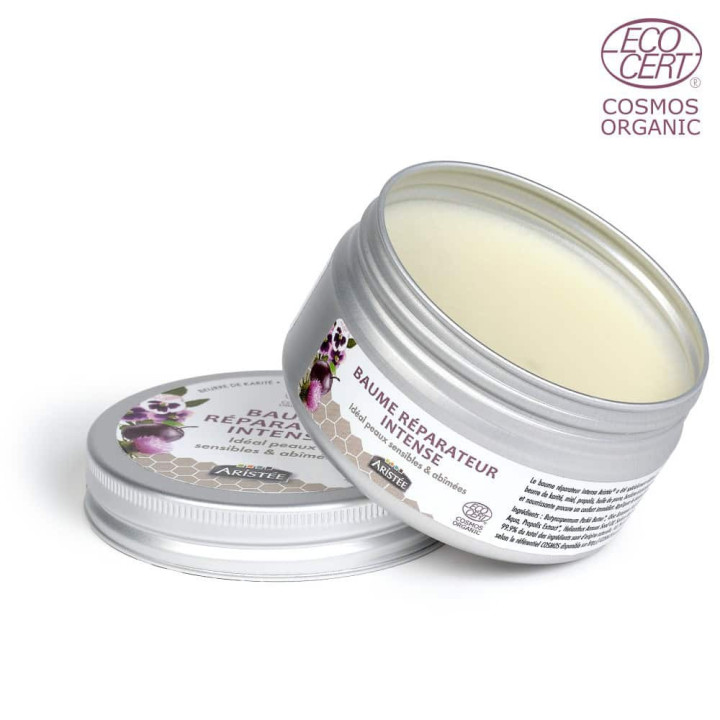 Baume réparateur intense BIO : réparer et soulager les peaux abimées - Miel, Propolis, Huile de prune & Plantes | Pollenergie.fr