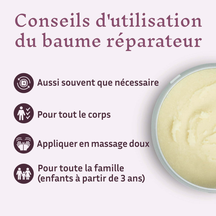 Baume réparateur intense BIO : réparer et soulager les peaux abimées - Miel, Propolis, Huile de prune & Plantes | Pollenergie.fr
