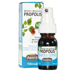 Spray à la propolis extra-forte de peuplier et miel d'eucalyptus BIO Aristée®