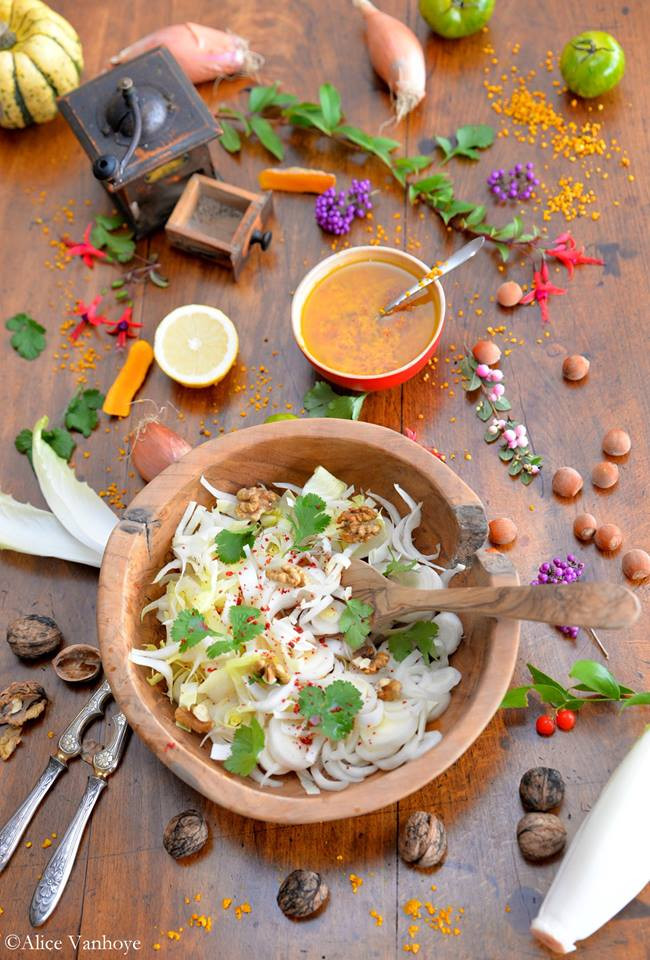 Salade d’endives croquantes et vinaigrette au pollen